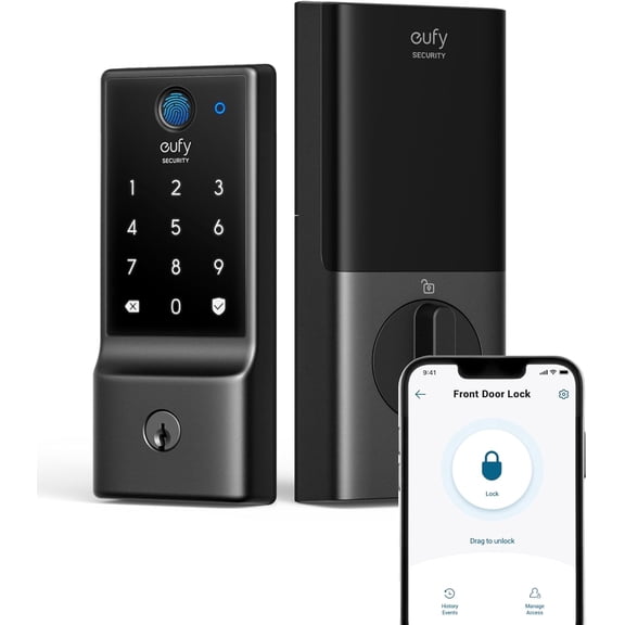 Smart Lock C220, Fingerprint Keyless Entry Door Lock, Built-in Wi-Fi, App Remote Control, Front Door Smart Lock Deadbolt, 8Months Battery, Reliable Power, IP53 Waterproof, BHMA Grade 3