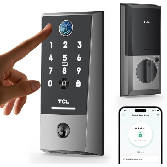 Smart Lock D2 Plus, Fingerprint Door Lock with Keyless Entry Security Electronic Deadbolt for Front Door, Built-in Doorbell, Compatible with Alexa, Auto Lock, Easy Install