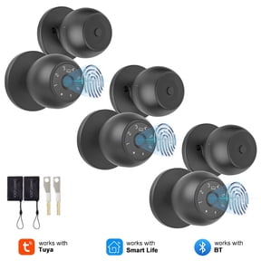 Smart Lock Fingerprint Door Lock, 5-in-1 Keyless Entry Door Handle with Keypad & Doorbell, Touch/Code/Card/Key/App Control for Home Office