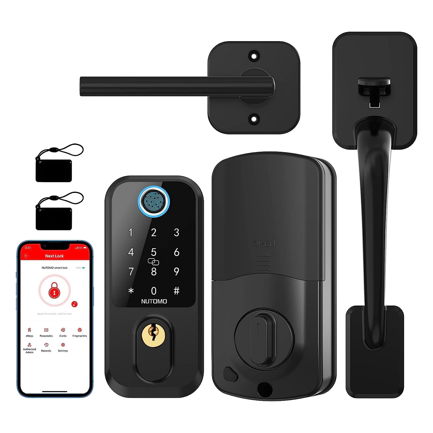 Smart Lock, NUTOMO Fingerprint Door Lock with Handle, Keyless Entry