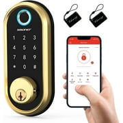 Smart Lock, SMONET Fingerprint Smart Door Lock, 5-in-1 Keyless Entry Door Lock with Bluetooth and Keypad Door Lock Featuring Auto-Lock, Compatible with Alexa, Google Assistant for Home Hotel Apartment