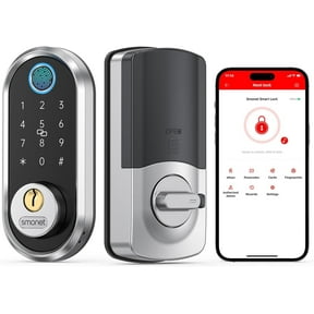 Smart Lock, SMONET Keyless Entry Door Lock, Fingerprint Door Lock, Electronic Keypad Deadbolt with Keys, Biometric Smart Locks for Front Door, Auto Lock, Anti-Peeking Password Silver