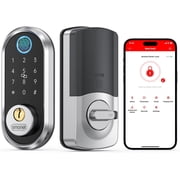Smart Lock, SMONET Keyless Entry Door Lock, Fingerprint Door Lock, Electronic Keypad Deadbolt with Keys, Biometric Smart Locks for Front Door, Auto Lock, Anti-Peeking Password Silver