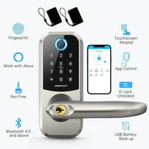 Smart Lock,Smonet Fingerprint Keyless Entry Locks with Touchscreen Keypad,Smart Lever lock,Bluetooth Front Door Lock, Electronic Digital Deadbolt with Reversible Handle,Auto Lock,Free App,IC Card