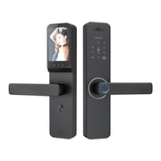 Smart Lock with 120  Wide-angle Camera and Smart Doorbell Keyless Entry Door Lock Handle Aluminum Alloy Biometric Door Lock