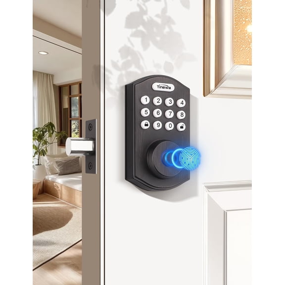 Smart Locks for Front Door - Oil Rubbed Bronze Keyless Entry Door Lock Deadbolt, Electronic Digital Keypad Deadbolt with Fingerprint, APP Control, Easy Installation, Home Security