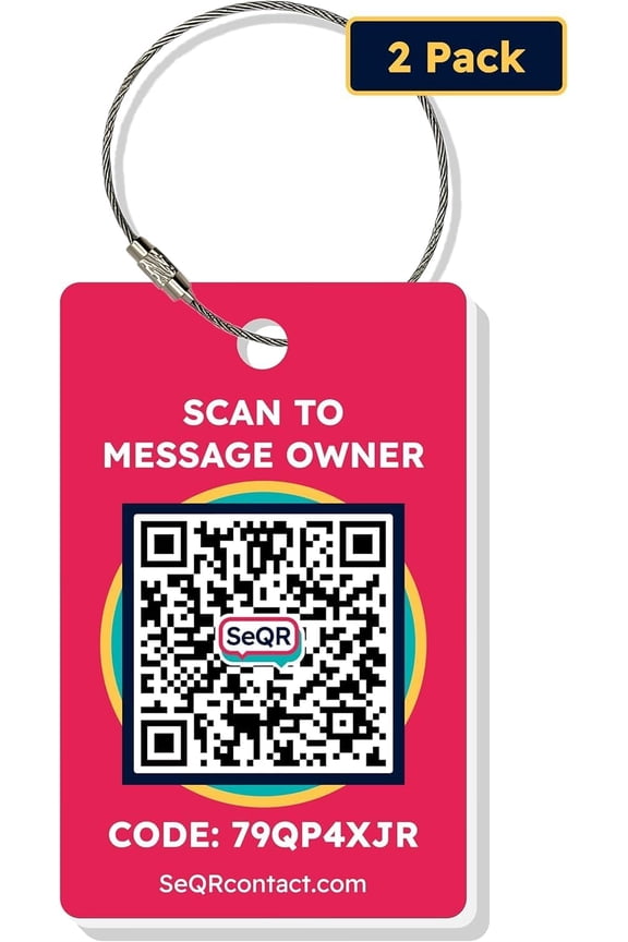 Smart Luggage Tags | Privacy QR Code Luggage Tags for Suitcases | Secure Messaging & Scan-Based Notifications | Durable Waterproof Lost & Found Travel ID Tags | No Subscription Fees | Red