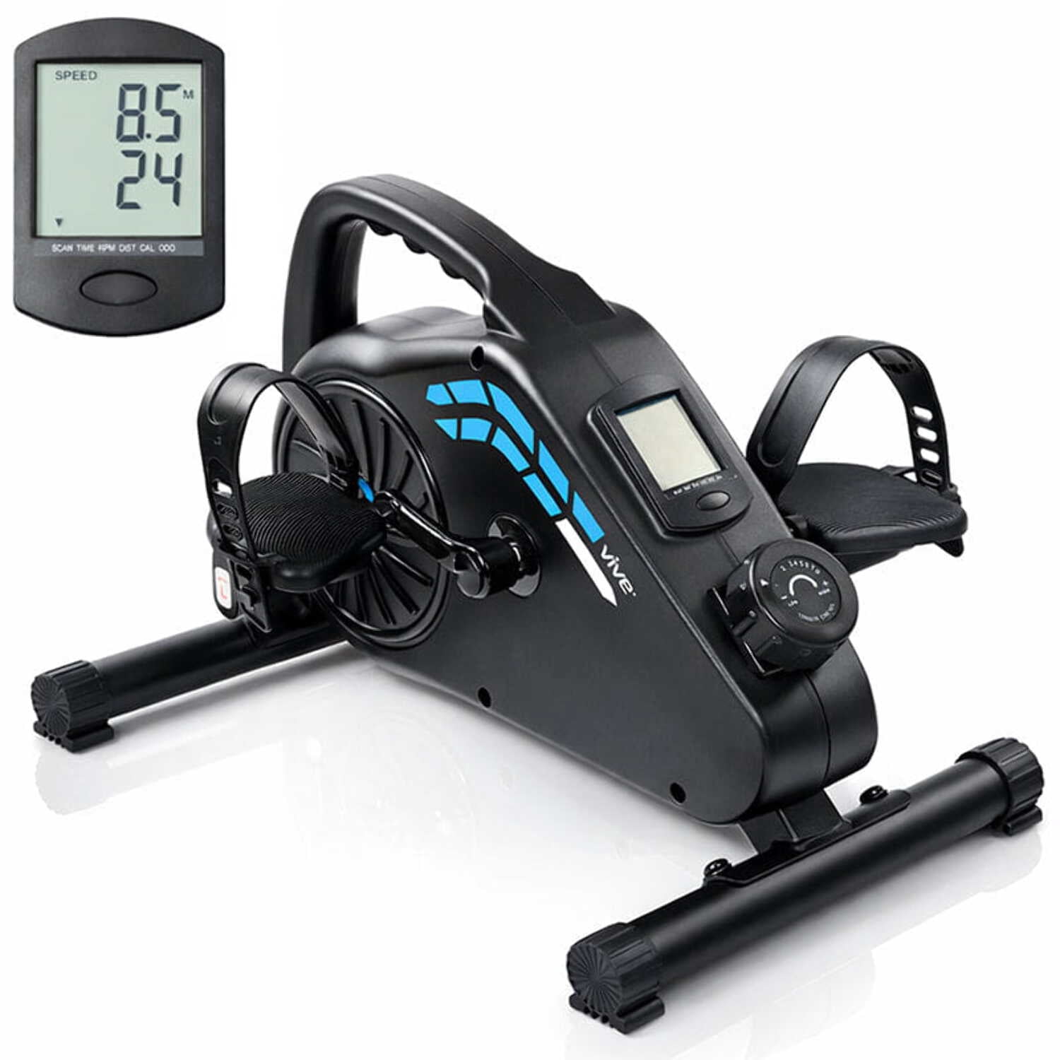 Vive Under Desk Bike Pedal Exerciser – Magnetic Desk Cycle for Arm & Leg Exercise, Portable Seated Stationary Bike for Home & Office