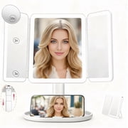 Smart Makeup Mirror with Lights - 2X/3X/10X magnification, smart sensor, adjustable brightness & stand, Type-C fast charging 3 colors. Perfect gift for women & girls.