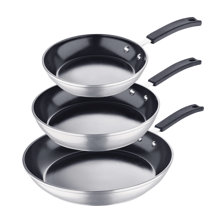 Choice 3-Piece Aluminum Non-Stick Fry Pan Set - 8, 10, and 12