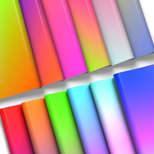 Smart Matless Transfer Sheets-12 Sheets 12" x 11.8" Gradient Pattern Sublimation Transfer Paper for Cricut EasyPress, Silhouette Cameo, DIY T-Shirts Mugs Tote Bags Pillowcase