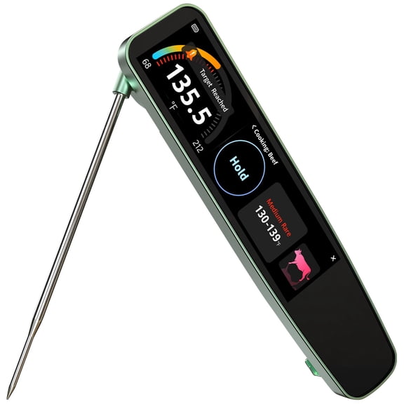 Smart Meat Thermometer Digital 0.5 Sec Instant Read Kitchen Food Thermometer for Cooking Grill Smoker & BBQ, Built-in APP Touchscreen 0.5F Accuracy, -58572F, USB-C Rechargeable, Gifts for Men