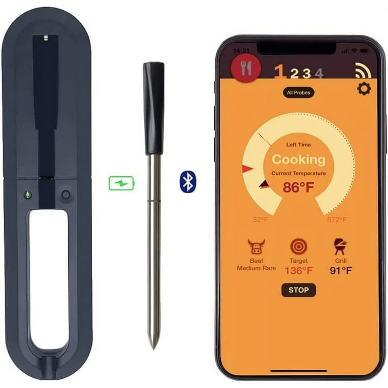 Bluetooth Truly Wireless Meat Thermometer Cooking BBQ Oven