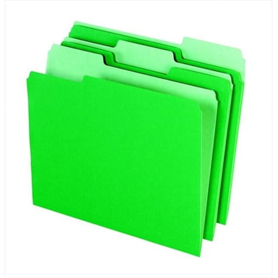 Smart Medium Weight Stock 1-3 Cut 2-Tone Reversible File Folder, Letter Green, Pack 100