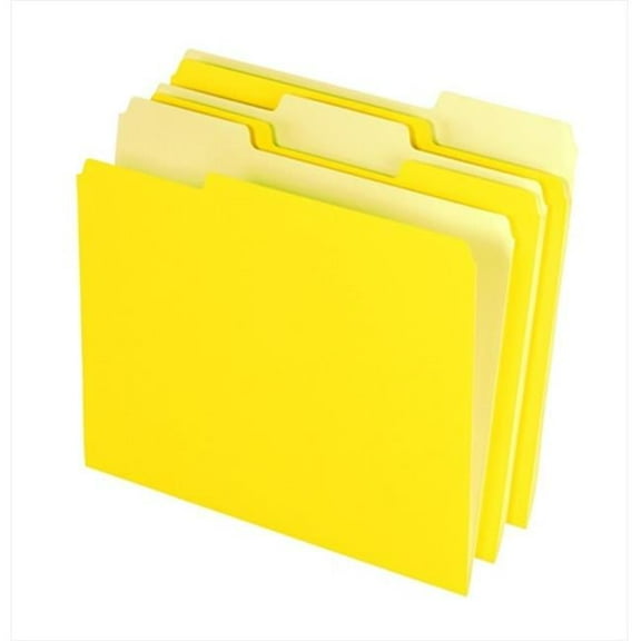 Smart Medium Weight Stock 1-3 Cut 2-Tone Reversible File Folder, Letter Yellow, Pack 100