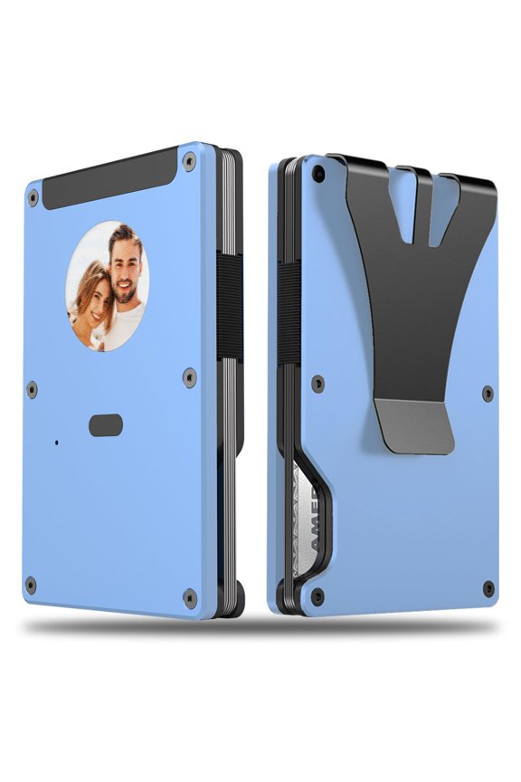 Smart Metal Wallet with Custom 4-Color E-Ink Screen, Double-Tap to Show Contact Info, Built-in Find My Tracker (iOS Only), RFID-Blocking Metal Design, Holds 12 Cards & Removable Cash Clip A101