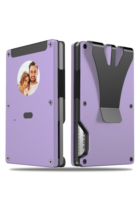 Smart Metal Wallet with Custom 4-Color E-Ink Screen, Double-Tap to Show Contact Info, Built-in Find My Tracker (iOS Only), RFID-Blocking Metal Design, Holds 12 Cards & Removable Cash Clip A101