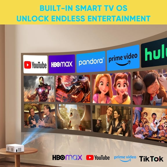 Smart Mini Projector with Android TV OS and WIFI6
