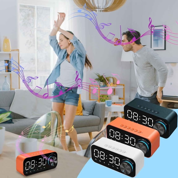 Smart Mirror Bluetooth Speaker, Portable Stereo Subwoofer With Alarm Clock, LED Night Light And Adjustable Volume, Wireless Desktop Speaker for Bedroom Office Home and Travel