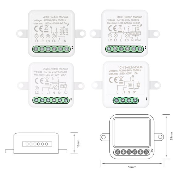 Smart Module Module 3CH Zigbee Mini Smart Switch Relay Module Support 2 Way Control Switch for Smart Home Automation, Works with Home