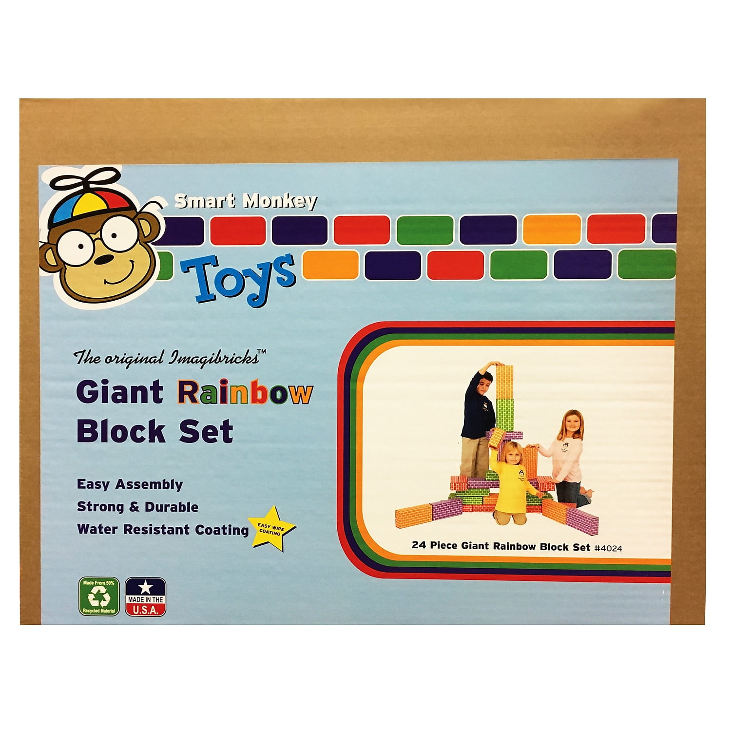 24 Piece Giant Rainbow Cardboard Building Block Set