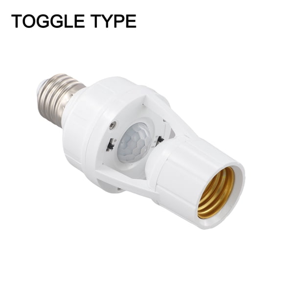 Smart Motion Sensor Bulb Holder Adapter E27 with PIR Detection for LED and Fluorescent Lamps Featuring 360 Degree Human Body Sensing (knob type)