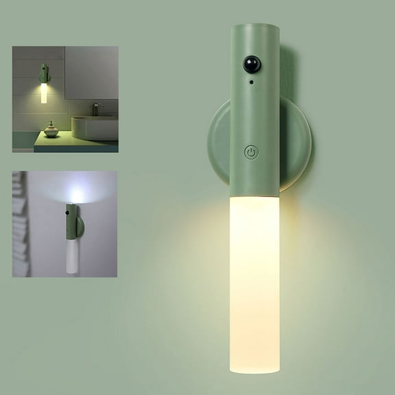 Smart Motion Sensor Night Light & Flashlight 2-in-1 - Magnetic Rechargeable RGB Color Changing, 2000mAh Large Battery, Wall Sconce with Smart Body Sensor for Bedroom, Corridor, Hallway, Bedside (Red)