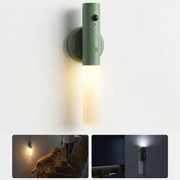 Smart Motion Sensor Night Light Wall Night 2-in-1 - Magnetic Rechargeable RGB Color Changing, 2000mAh Large Battery, Wall Sconce with Smart Body Sensor for Bedroom, Corridor, Hallway, Bedside (Green)
