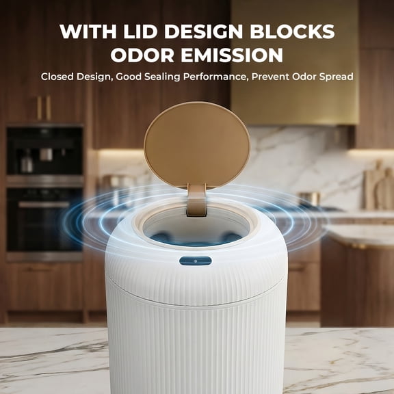 Smart Motion Sensor Trash Can, Touch-Free Operation with Built-In Trash Compactor, Automatic Garbage Bin for Kitchen, Bathroom, Bedroom, Office & Outdoor Use