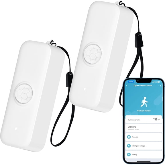 Smart Motion Sensor, WiFi PIR Sensor for Alarm System, Mini Infrared with App Remote Monitoring, Triggering Lights and Scenes. 2 PCS