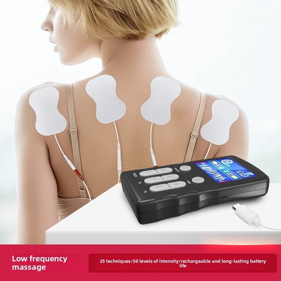 Smart Multi-User Muscle Recovery System with Independent Controls, Portable TENS EMS Device with Backlit Screen, 25 Pre-set Wellness Programs for Full Body Comfort, Black/Blue
