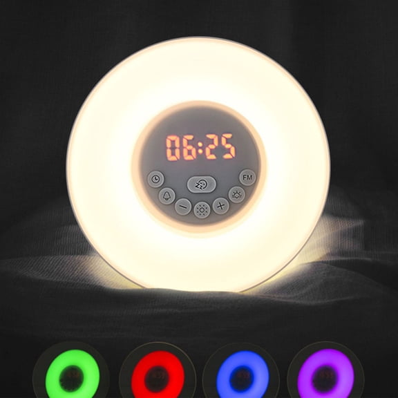 Smart Multifunction Sunrise Alarm Clock, Digital Wake Up Light with FM Radio, for Bedroom, Bedside, Night Lighting, Sleep Aid, Daily Decoration, 6.69x6.69x3.66in