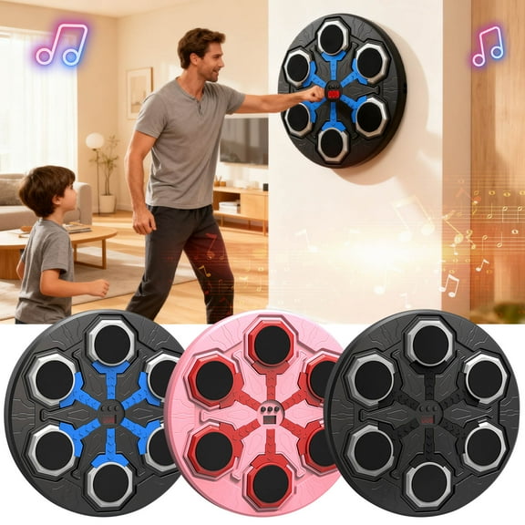 Smart Music Boxing Machine with Boxing Gloves, Portable Bluetooth No Drilling Wall-Mounted Punching Trainer with Vibrant LED Lights, Multiple Modes Adjustable for Home, Indoor, Boxing Lovers