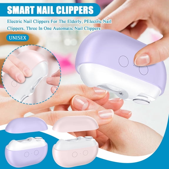 Electric Nail Clippers - 2026 Smart Nail Clipper for Seniors, Electric Nail Clipper with LED Light, Painless Toenail Trimmer for Thick Nails, Arthritis, Low Vision (Purple)