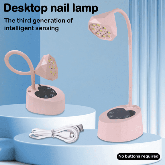 Smart Nail Lamp - 9-bead UV/LED Sensor, 27W Wireless Portable Nail Curing Lamp with LCD Display and 3-Level Timer, Induction Charging Model