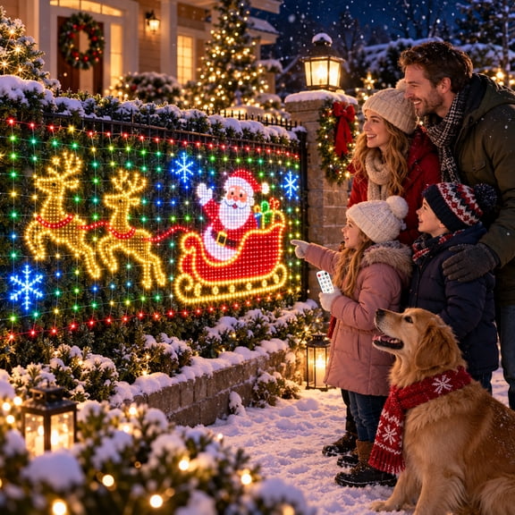 Smart Net Lights, 118.11*47.24 In Color Changing LED Grid Lights with US Plug, Animated Christmas Wall Net Lights for Outdoor Garden Seasonal Decor Enthusiasts
