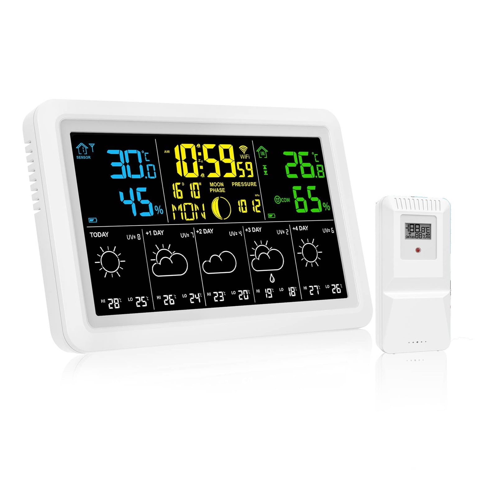 Smart Networking Weather Station with Barometer, Auto-Sync Clock & Moon Phase