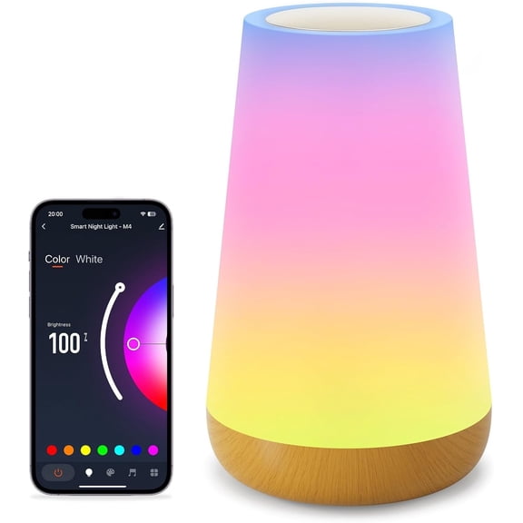 Smart Night Light, Dimmable Nursery Table Lamp for Baby Work with App/Voice Control, LED Lamp with Music Sync and 100+ Scene Modes, Bedside Timer Lamp for Bedroom Living Room Sleep Aid(Corded)