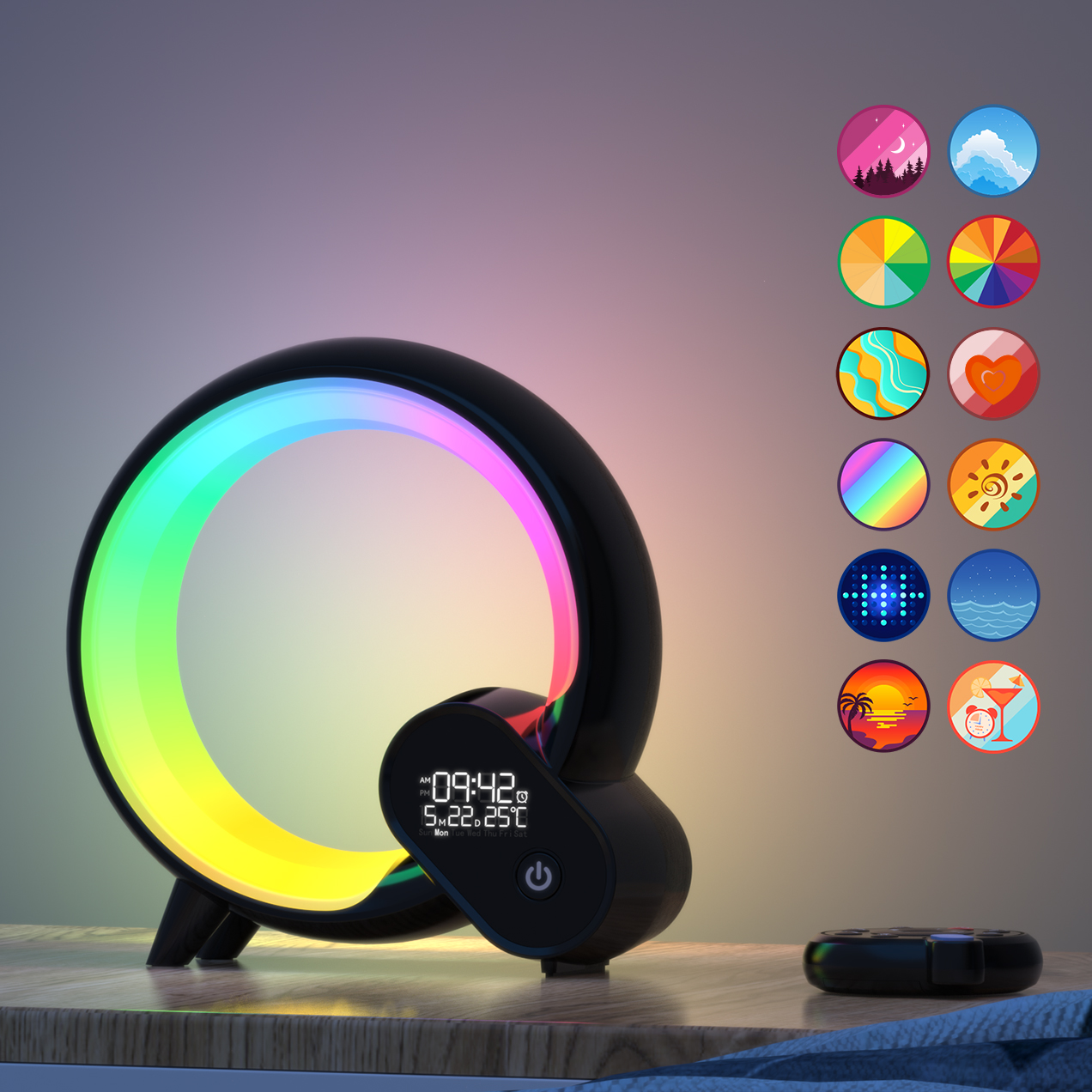 Smart Night Light for Kids,Wake Up Light Sunrise Alarm Clock,Ambient