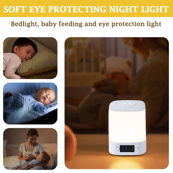 Smart Night Light with Clock Remote & Button Control, 2-in-1 Sleep Aid and Digital Clock, Ideal for Seniors, New Parents, Heavy Sleepers