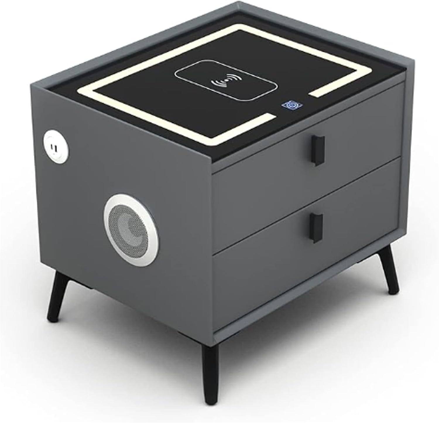 Mini Computer Night Stand Smart Nightstand with Wireless Charging Station, Bedside Table with ...