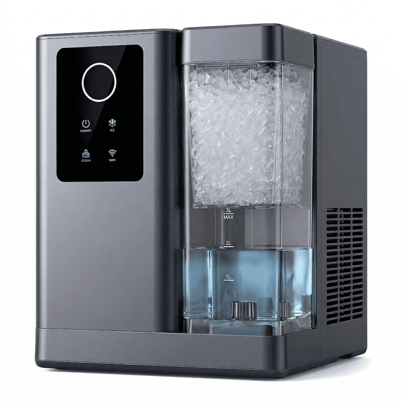 Smart Nugget Ice Maker with App & Voice Control, 40 lbs/24H Pebble Ice Machine, Self-Cleaning, 3L Water Tank, Soft Chewable Ice for Home, Kitchen, and Parties