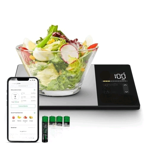 Smart Nutrition Food Scale with App Sync, Tracks 23 Nutrients (Calories Carbs Protein Fat), Digital Kitchen Scale for Weight Loss & Meal Prep, with High-Definition Touch Color Display Screen