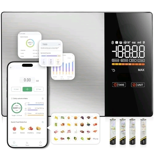 Smart Nutrition Food Scale with LED Display, Tracks Calories, Fat, Carbs & Protein via App, 1g Precision Digital Kitchen Scale for Healthy Eating & Meal Prep$$Home Decor, Kitchen, & Other