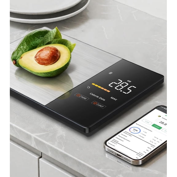Smart Nutrition Food Scale with LED Display, Tracks Calories, Fat, Carbs & Protein via App, Precision Digital Kitchen Scale for Eating & Meal Prep