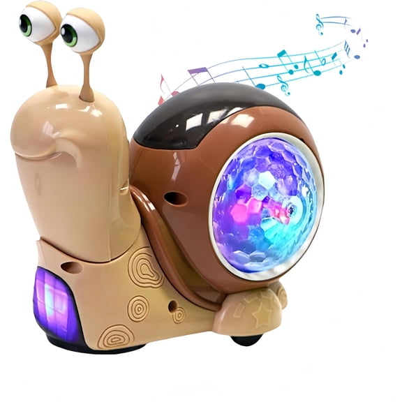 Smart Obstacle Avoidance Crawling Snail, Interactive Light-Up Tummy Time Aid with Music, Motor Skills Development Toy for Toddlers