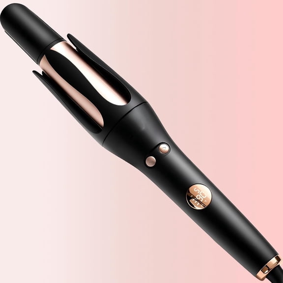 Smart One-Click Automatic Curling Wand, Professional Ionic Hair Curler with Digital Temperature Control and 360 Safety Shield,Instant Heat-Up Styling Tool for Long and Medium Hair, Ideal Beauty Gift