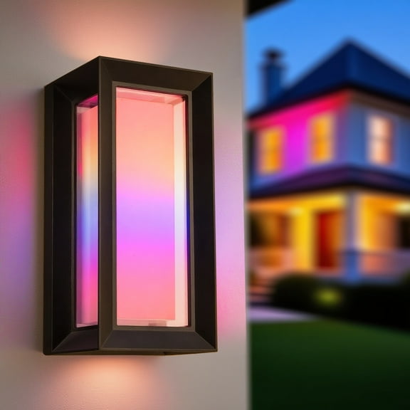 Smart Outdoor Wall Lights ,Modern LED Light Fixture ,RGB+2200K-6500K Exterior Lighting Fixtures Wall Mount, Waterproof Porch Lights Outdoor Wall Sconces Lanterns for Patio Front Door Entryway