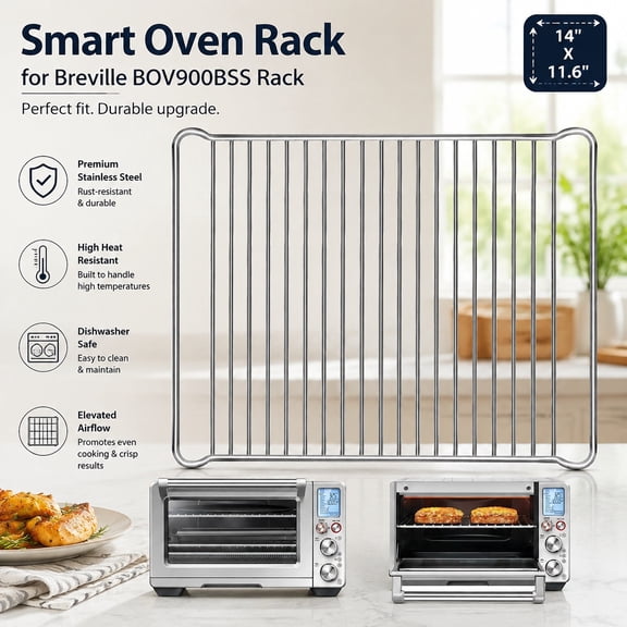 Smart Oven Rack, 16.5''x12.2'' Stainless Steel Air Fryer Accessories Replacement Grill Rack Baking Tray, Dishwasher Safe