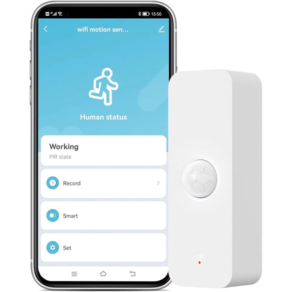 Smart PIR Motion Sensor: WiFi Motion Detector with App Notification Alerts, Wireless Contact Sensor for Home Security and Smart Home Automation, No Hub Required, Compatible with Alexa